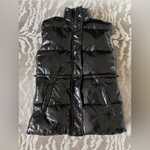 Shiny Black Puffer Vest